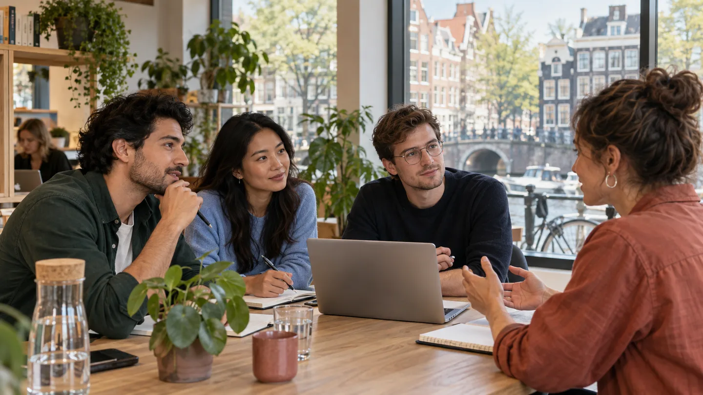 Founders interviewing a customer about a startup idea